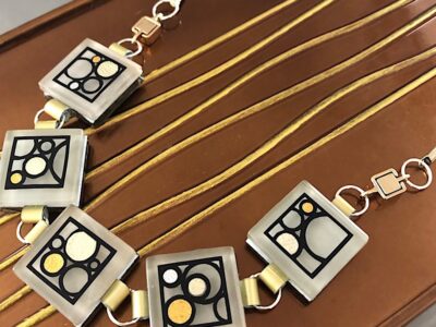 Convertible glass tile necklace/bracelet by Kathleen Bonte