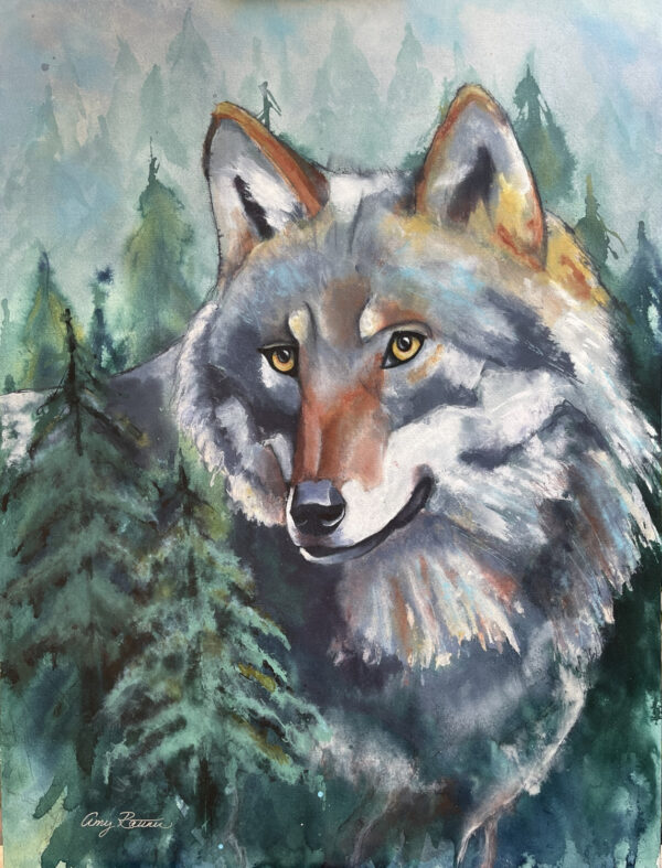 Gray Wolf in the Fog by Amy Rattner