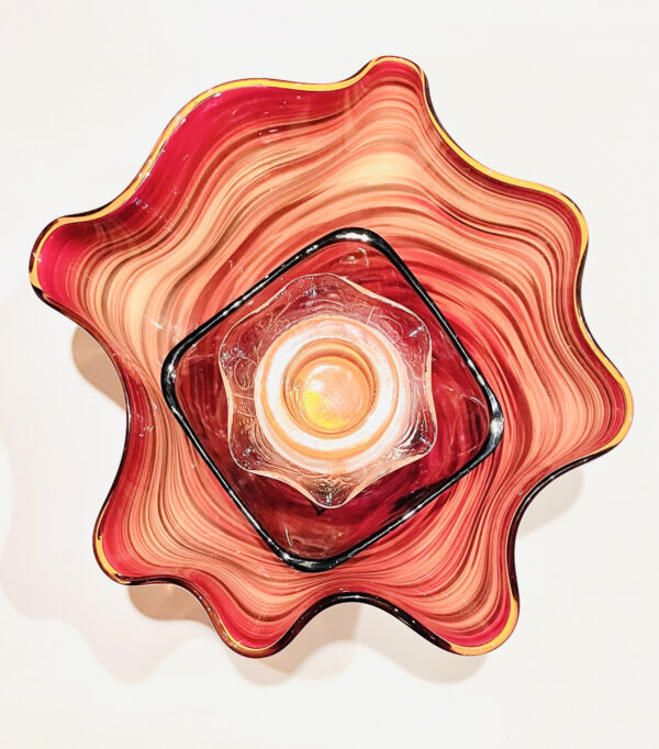 Red swirl Glass Flower by Missy Robinson