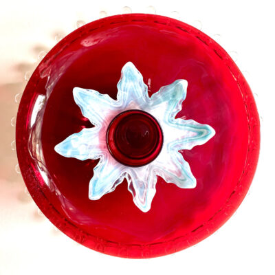 Red White Glass Flower by Missy Robinson