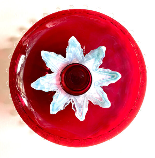 Red White Glass Flower by Missy Robinson