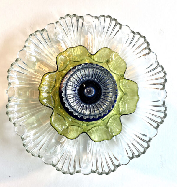 Clear Green and blue Glass flower by Missy Robinson