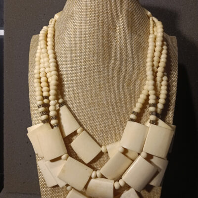 Antique multi-shape Bone beads Necklace by Larisa Vaserman