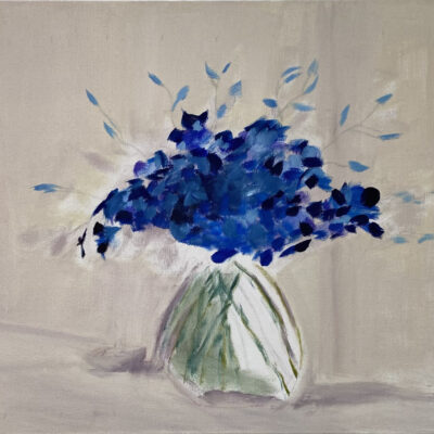 Blue flowers in a vase by John Harper