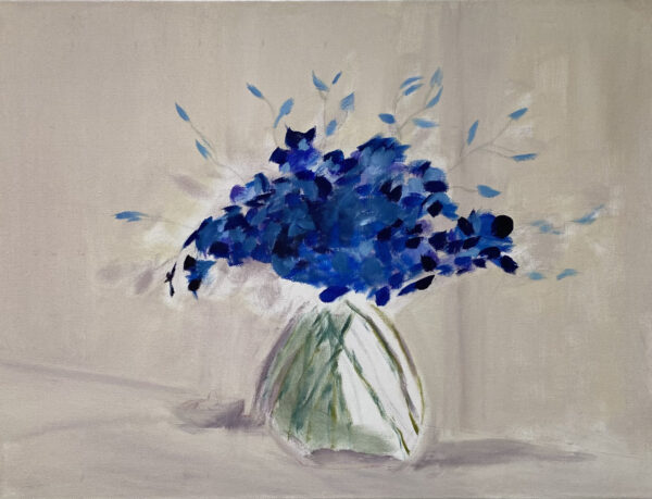 Blue flowers in a vase by John Harper