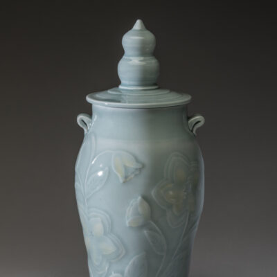 Blue Floral Jar by Bev Zerbib-Berda