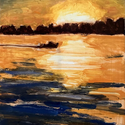 Sunset with Boat I by Patricia Jones