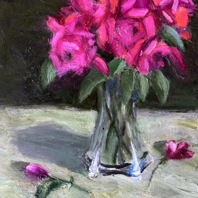 Red Roses in Glass Vase I by Patricia Jones