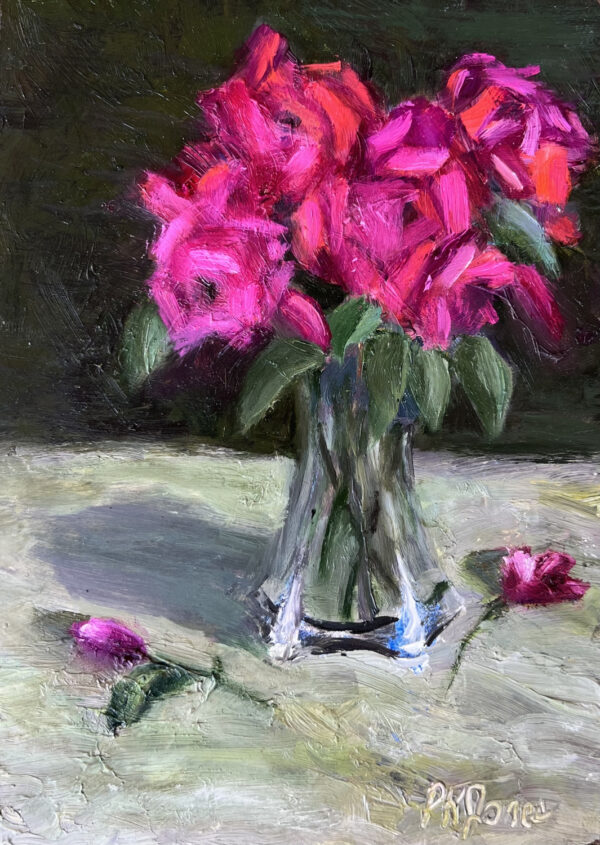 Red Roses in Glass Vase I by Patricia Jones