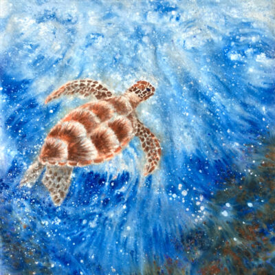 Sea Turtle in the Deep Blue Sea by Rebecca Ellis