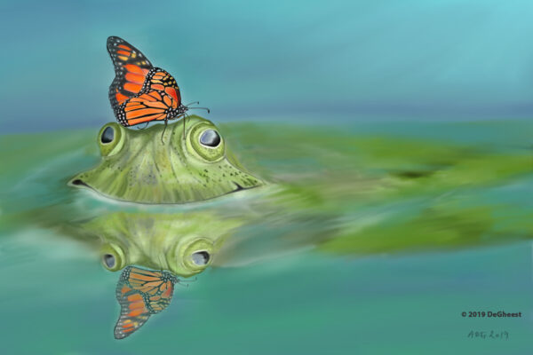 Frog Butterfly Funny Friendship by Anne DeGheest