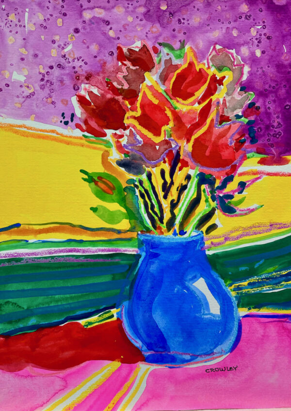 Tulips in Blue Pot by Nancie Crowley