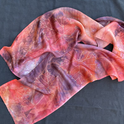 Red leaf scarf by Barbara Pease