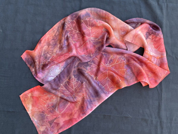 Red leaf scarf by Barbara Pease