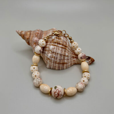 Carved Asian Bead Bracelet by Julie Buelteman