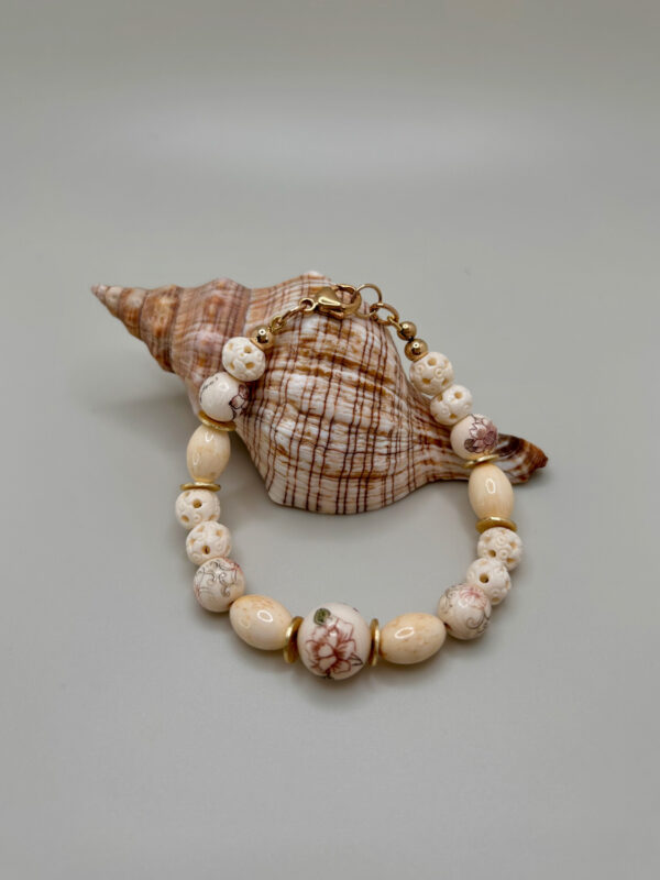 Carved Asian Bead Bracelet by Julie Buelteman