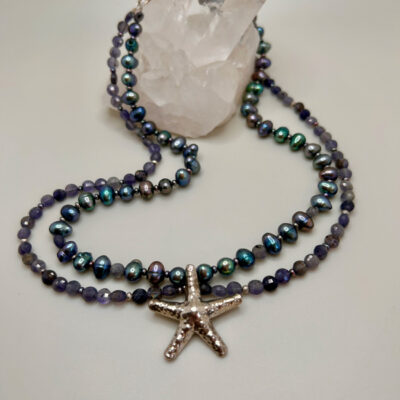 Double Blue Starfish Necklace by Julie Buelteman