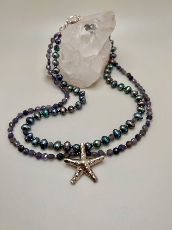 Double Blue Starfish Necklace by Julie Buelteman