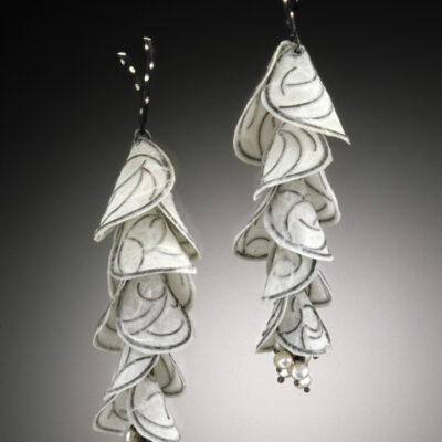 White Blossom earrings by Carol Windsor