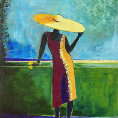 Woman with Yellow Hat by Martine Mahoudeau