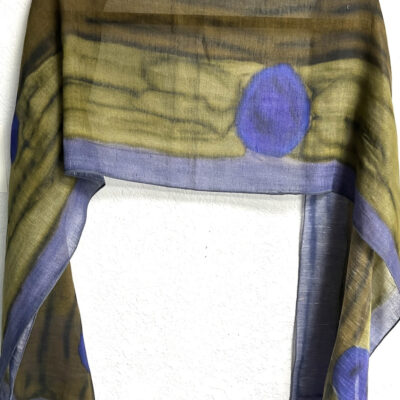 Gold  Periwinkle CottonLinen Scarf by Ellen Brook