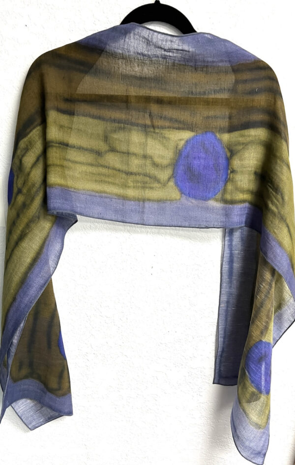 Gold  Periwinkle CottonLinen Scarf by Ellen Brook