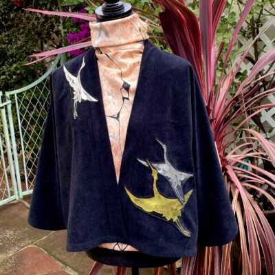 Jacket kimono style with cranes collage using vint by Lana Potels