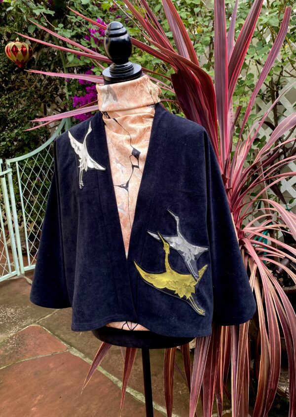 Jacket kimono style with cranes collage using vint by Lana Potels