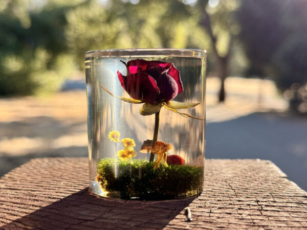 Rose resin sculpture by Melody Weber
