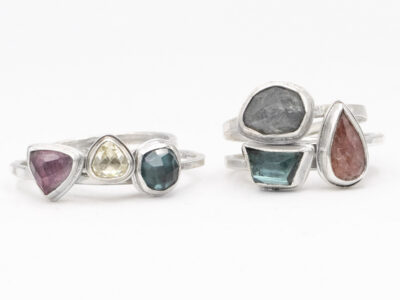 Stacking Rings gemstones and sterling silver by Natalie Esfahanian