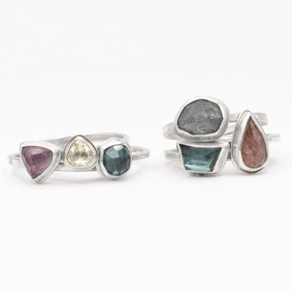 Stacking Rings gemstones and sterling silver by Natalie Esfahanian