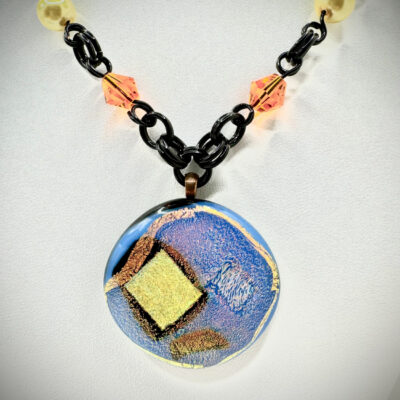 Yellow stamp pendant by Heidi Duitsman