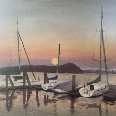 Moonrise Over the Marina by Amy Robinson