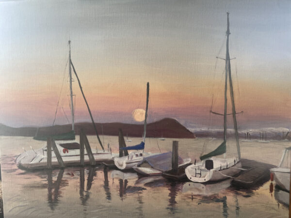 Moonrise Over the Marina by Amy Robinson