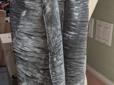 Pole wrapped silk shibori scarf by Jodi Paley