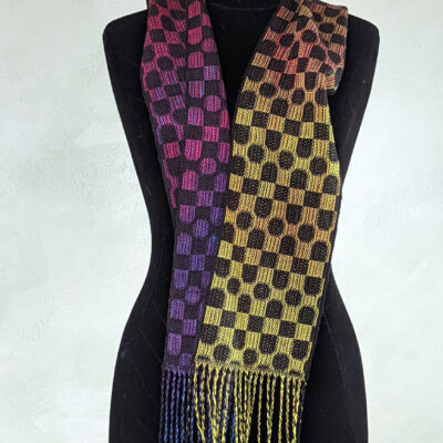 Handdyed  hand-woven scarf by Jodi Paley