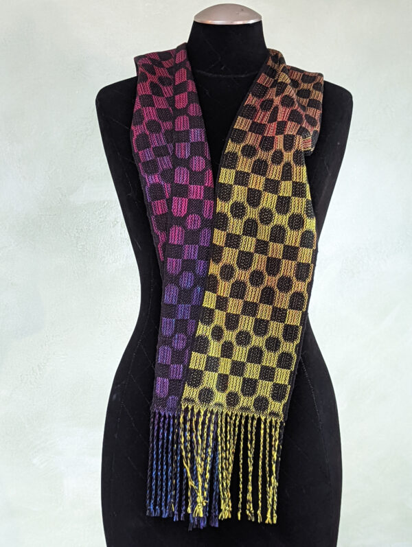 Handdyed  hand-woven scarf by Jodi Paley