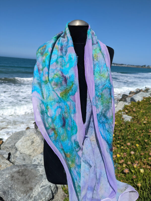 Cashmere and silk felted scarf by Jodi Paley