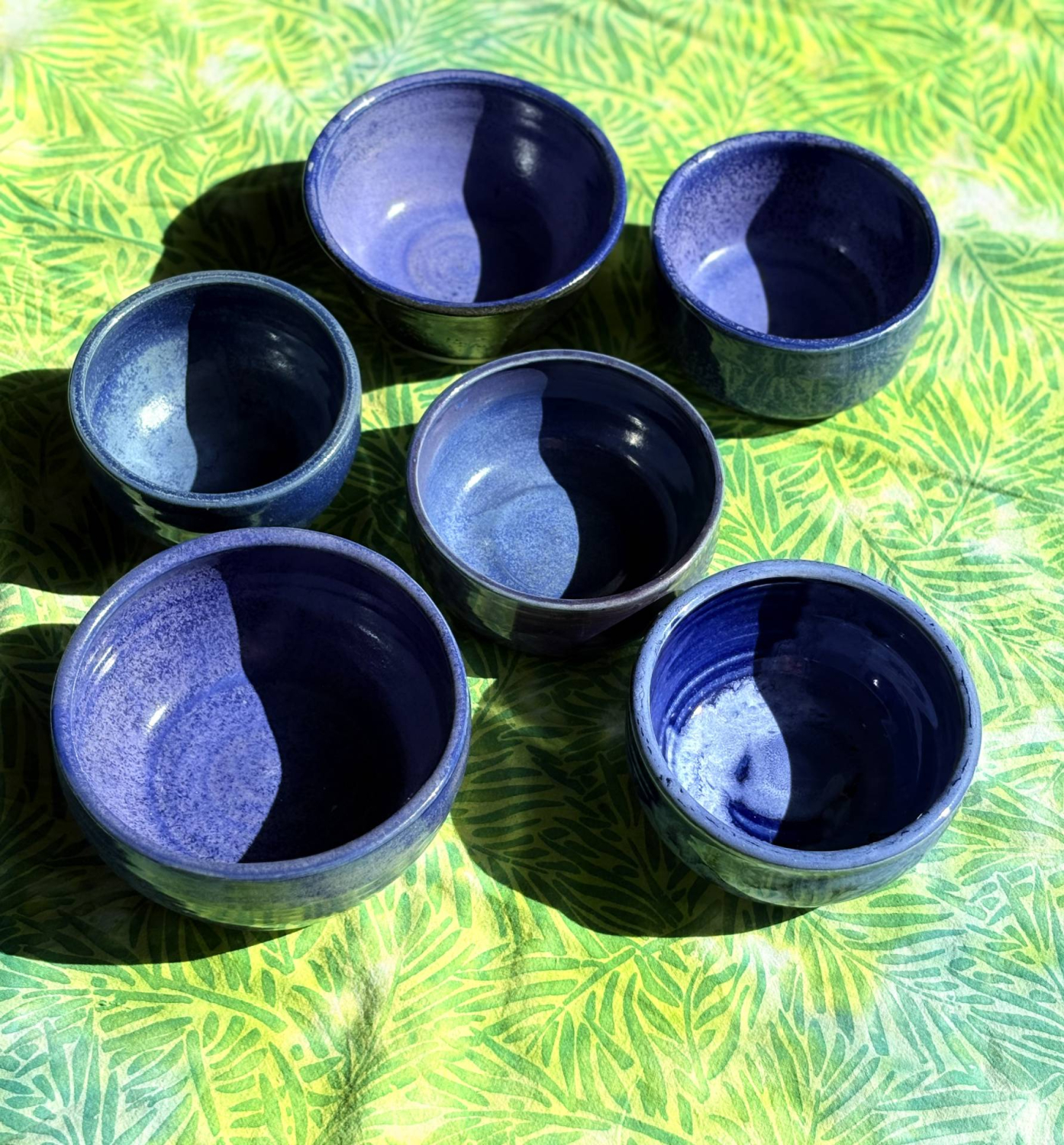 6 Blue Bowls by Peggy Farrell